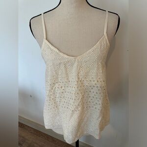 Hollister  cotton crop camisole bohemian cream eyelet lace pattern SZ S NWT